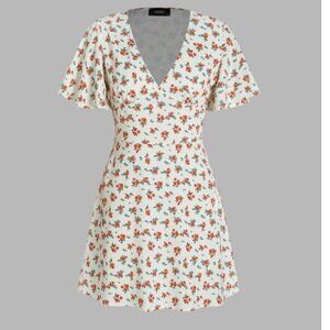 Cider Floral V-neck Short Sleeve Mini Dress